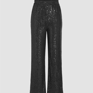 Cider Black Sequin Elastic Mid Waist Straight Leg Pants Size L Brand New w Tags